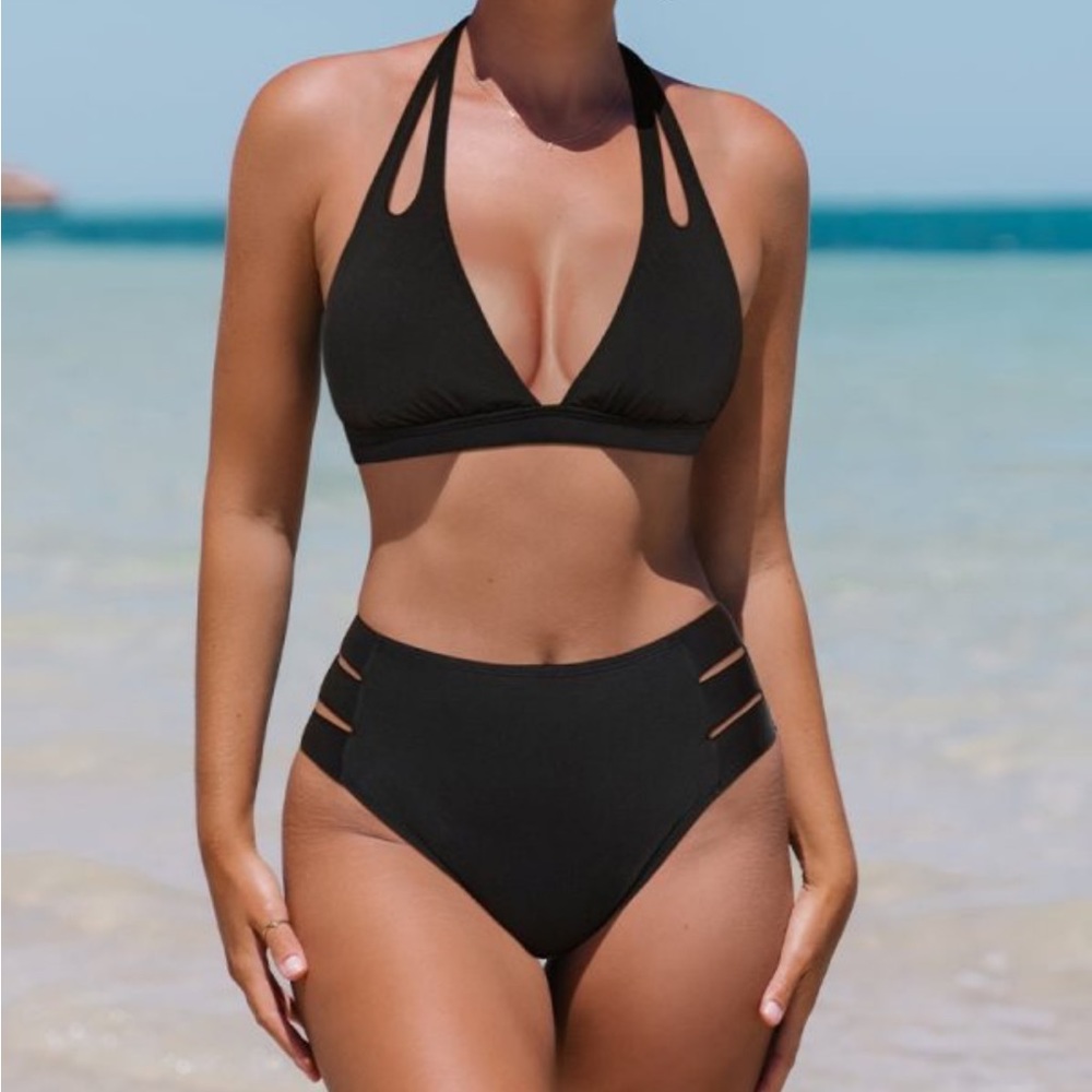 Black cut out bikini NWT L